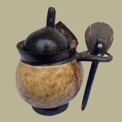   Coconut Shell Condiment Pot with Spoon