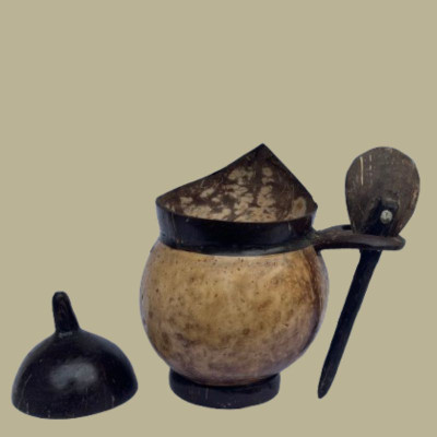   Coconut Shell Condiment Pot with Spoon
